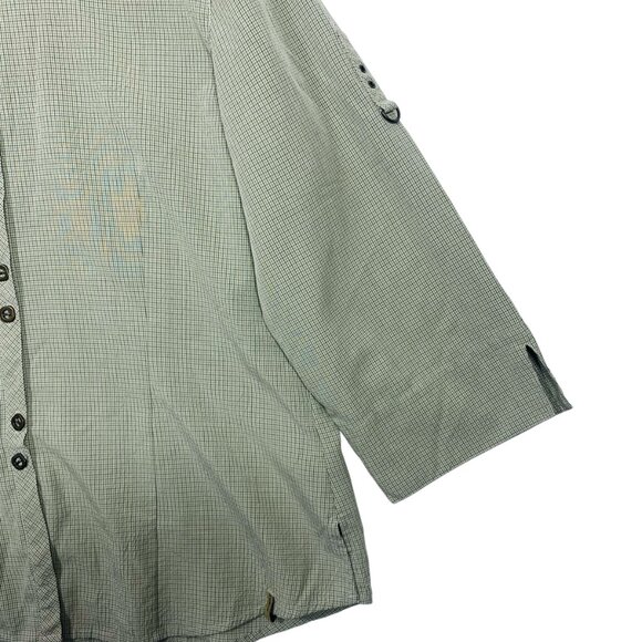 3/4 sleeve button down womens blouse green size large MARIE CLAIRE - Picture 7 of 16